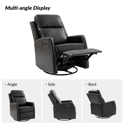 Poltrona reclinabile girevole a dondolo manuale in similpelle moderna Esteban con schienale alto, set da 2