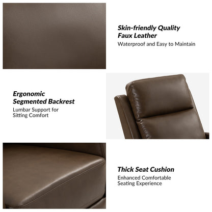 Poltrona reclinabile girevole a dondolo manuale in similpelle moderna Esteban con schienale alto, set da 2