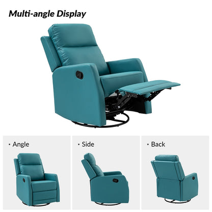 Poltrona reclinabile girevole a dondolo manuale in similpelle moderna Esteban con schienale alto, set da 2