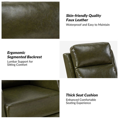 Poltrona reclinabile girevole a dondolo manuale in similpelle moderna Esteban con schienale ad alette