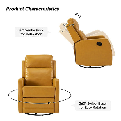 Poltrona reclinabile girevole a dondolo manuale in similpelle moderna Esteban con schienale ad alette