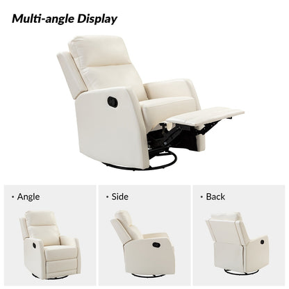 Poltrona reclinabile girevole a dondolo manuale in similpelle moderna Esteban con schienale ad alette