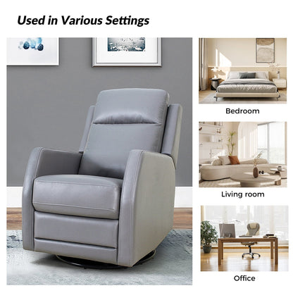 Poltrona reclinabile girevole a dondolo manuale in similpelle moderna Esteban con schienale ad alette