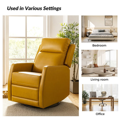 Poltrona reclinabile girevole a dondolo manuale in similpelle moderna Esteban con schienale ad alette