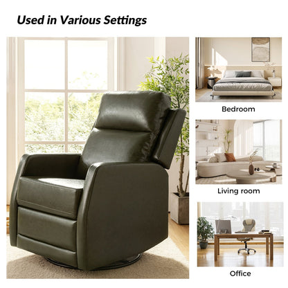 Poltrona reclinabile girevole a dondolo manuale in similpelle moderna Esteban con schienale ad alette