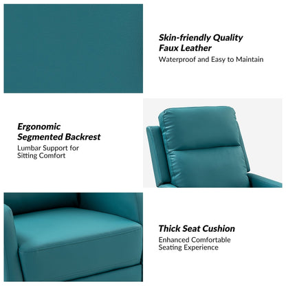 Poltrona reclinabile girevole a dondolo manuale in similpelle moderna Esteban con schienale ad alette