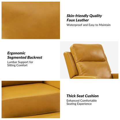 Poltrona reclinabile girevole a dondolo manuale in similpelle moderna Esteban con schienale ad alette