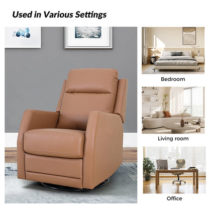 Poltrona reclinabile girevole a dondolo manuale in similpelle moderna Esteban con schienale ad alette