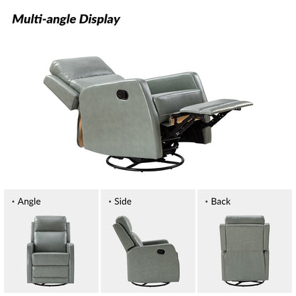 Poltrona reclinabile girevole a dondolo manuale in similpelle moderna Esteban con schienale ad alette