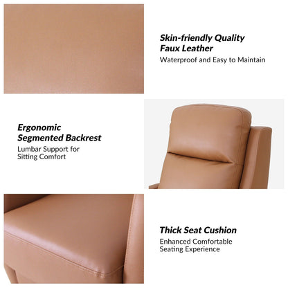 Poltrona reclinabile girevole a dondolo manuale in similpelle moderna Esteban con schienale ad alette