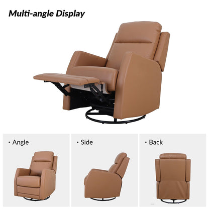 Poltrona reclinabile girevole a dondolo manuale in similpelle moderna Esteban con schienale ad alette