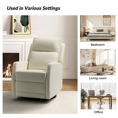 Poltrona reclinabile girevole a dondolo manuale in similpelle moderna Esteban con schienale ad alette