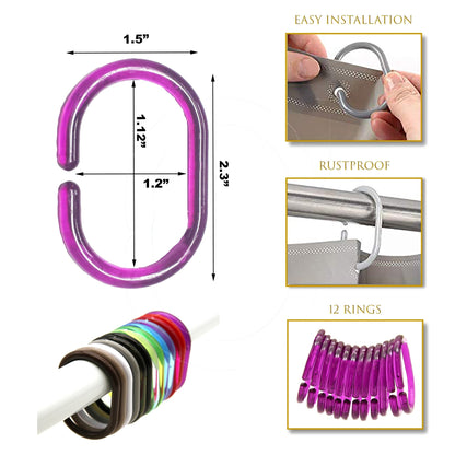 Anelli per tenda da doccia Evideco, ganci in plastica (set da 12)
