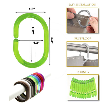 Anelli per tenda da doccia Evideco, ganci in plastica (set da 12)