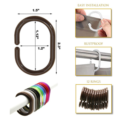 Anelli per tenda da doccia Evideco, ganci in plastica (set da 12)
