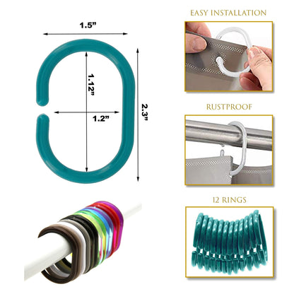 Anelli per tenda da doccia Evideco, ganci in plastica (set da 12)