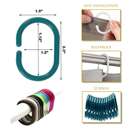 Anelli per tenda da doccia Evideco, ganci in plastica (set da 12)