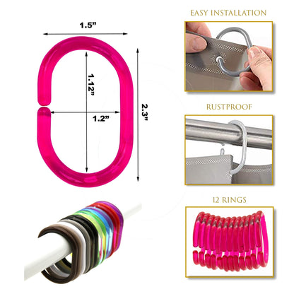 Anelli per tenda da doccia Evideco, ganci in plastica (set da 12)