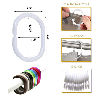 Anelli per tenda da doccia Evideco, ganci in plastica (set da 12)
