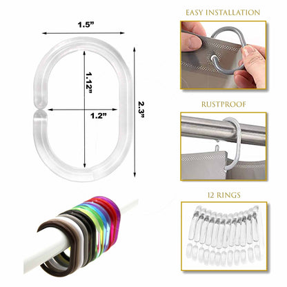 Anelli per tenda da doccia Evideco, ganci in plastica (set da 12)