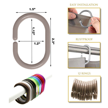 Anelli per tenda da doccia Evideco, ganci in plastica (set da 12)