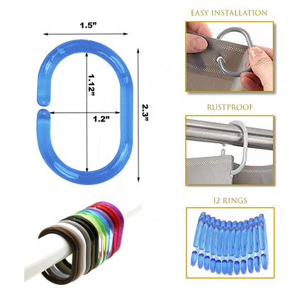 Anelli per tenda da doccia Evideco, ganci in plastica (set da 12)