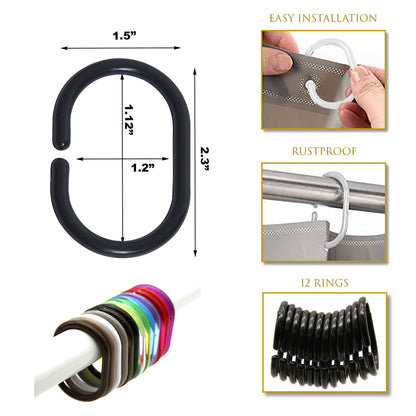 Anelli per tenda da doccia Evideco, ganci in plastica (set da 12)