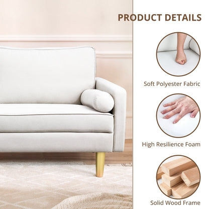 Divano a due posti in poliestere arancione da 65 pollici con tasche laterali e cuscini rotondi - 65 pollici