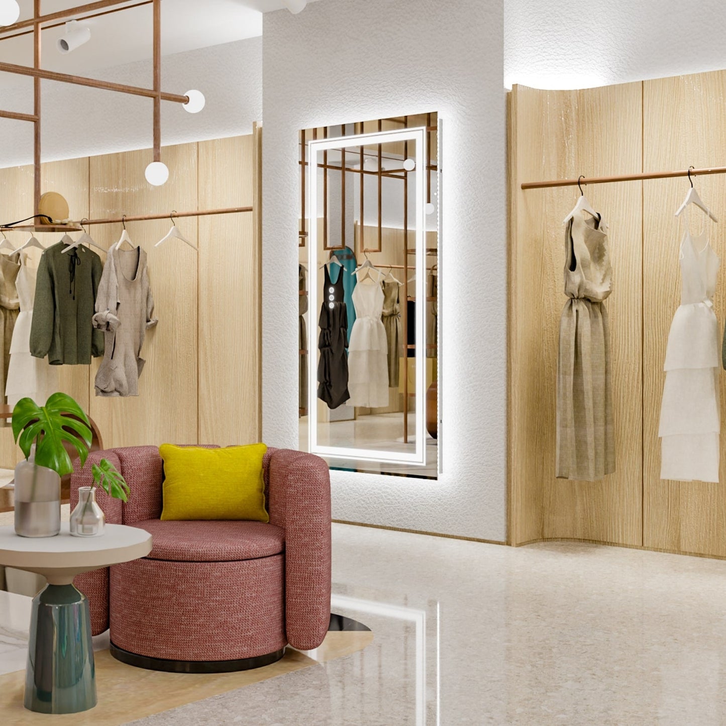 Specchio da bagno extra large con illuminazione a LED, antiappannamento, 3 colori