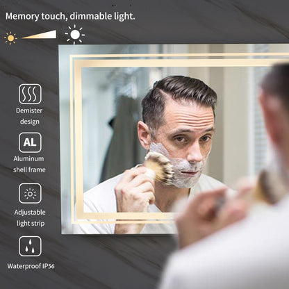 Specchio da bagno extra large con illuminazione a LED, antiappannamento, 3 colori