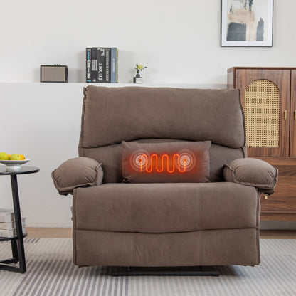 Poltrona reclinabile extra-large con schienale push-back, cuscino massaggiante riscaldato e rivestimento in morbido pile