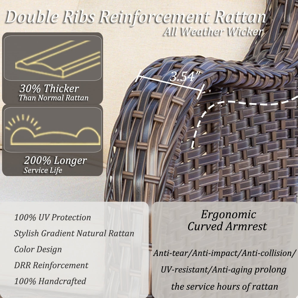 Set di mobili da esterno per patio - Set di mobili da esterno in rattan con cuscino