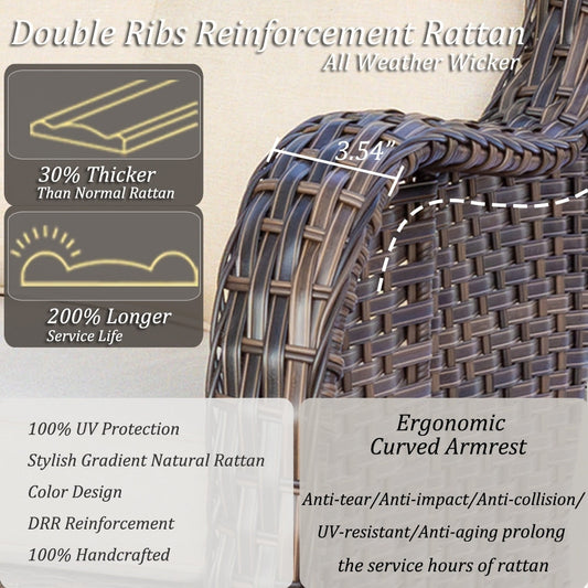 Set di mobili da esterno per patio - Set di mobili da esterno in rattan con cuscino