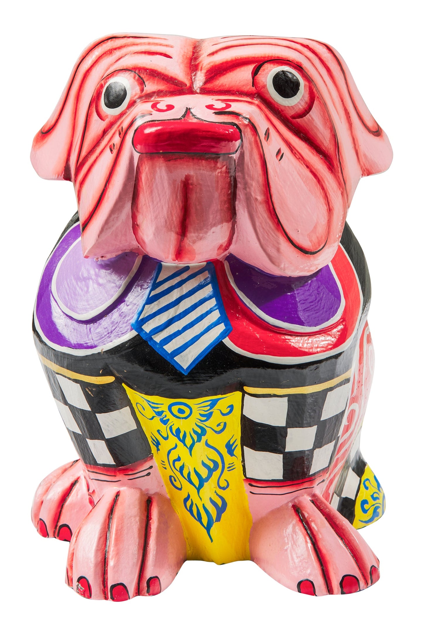 Popart-Bulldog Rosa Giallo Nero