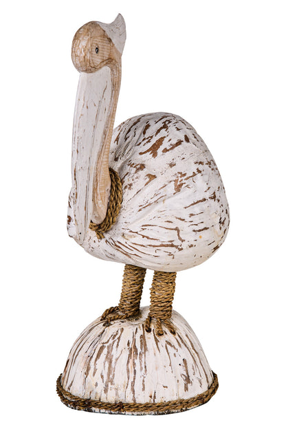 Uccelli Acquatici - Pellicano Su Piedistallo Con Base Noce Di Cocco