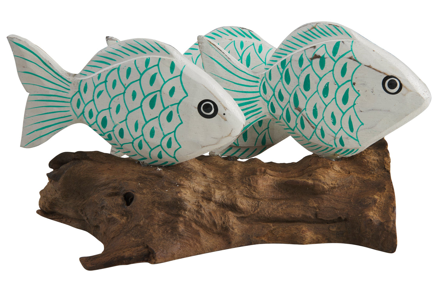 Pesce - Tronchetto Con 3 Pesci Squame Turquesi