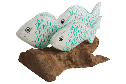 Pesce - Tronchetto Con 3 Pesci Squame Turquesi