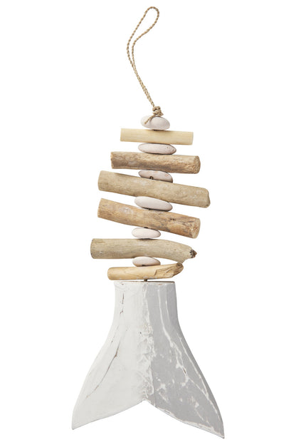 Decoro - Coda Pesce Grigia Con Legnetti Mare E Sassi