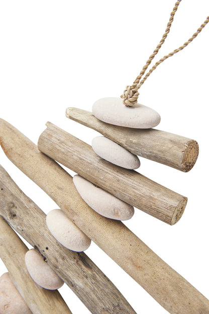 Decoro - Coda Pesce Bianca Con Legnetti Di Mare E Sassi