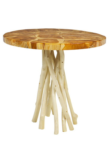 Artigiano - Tavolino Tondo Legni Assemblati Con Gambe Teak