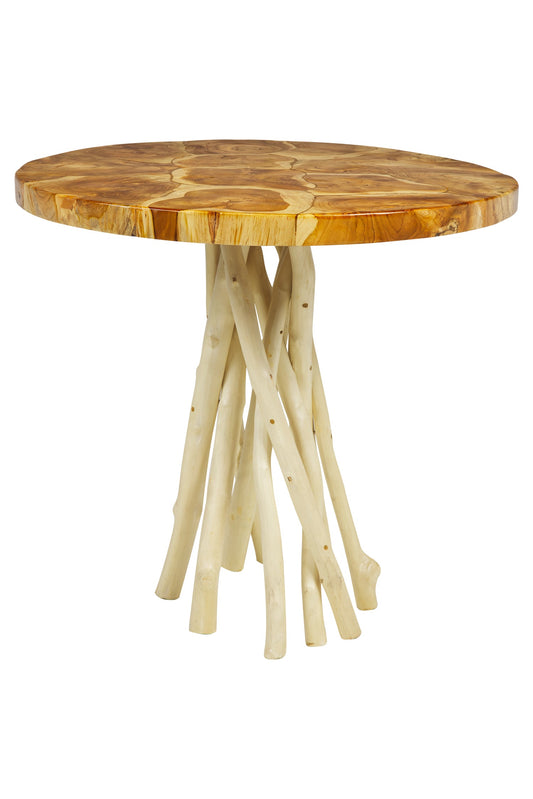 Artigiano - Tavolino Tondo Legni Assemblati Con Gambe Teak