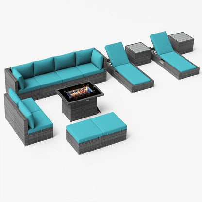 FINCATI Set di 13 divani componibili in vimini per esterni con poltrona