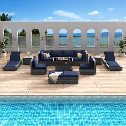FINCATI Set di 13 divani componibili in vimini per esterni con poltrona