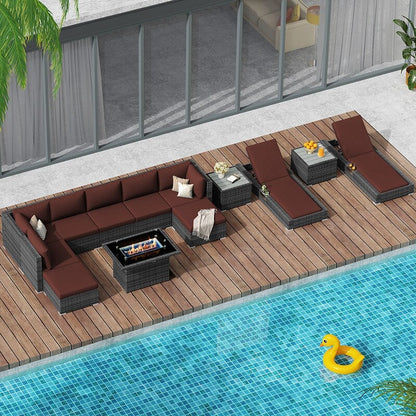 FINCATI Set di 13 divani componibili in vimini per esterni con poltrona