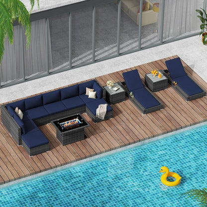 FINCATI Set di 13 divani componibili in vimini per esterni con poltrona