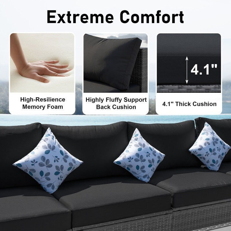 FINCATI Set di 13 divani componibili in vimini per esterni con poltrona