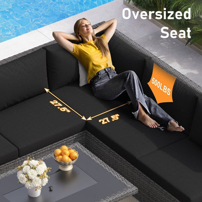 FINCATI Set di 13 divani componibili in vimini per esterni con poltrona