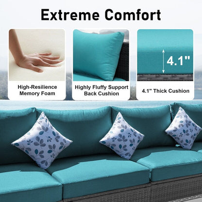 FINCATI Set di 13 divani componibili in vimini per esterni con poltrona