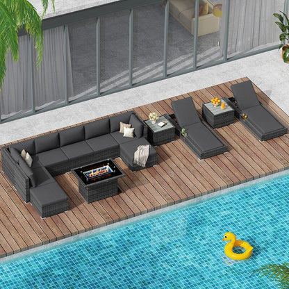 FINCATI Set di 13 divani componibili in vimini per esterni con poltrona