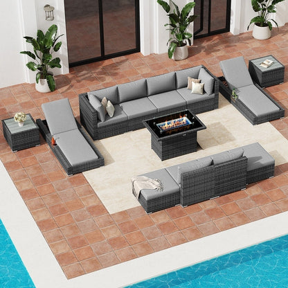 FINCATI Set di 13 divani componibili in vimini per esterni con poltrona